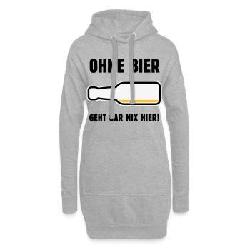 Ohne Bier Geht Gar Nix Hier! (Bierchen / POS 3C) - Hoodie-Kleid - Grau meliert - Vorne