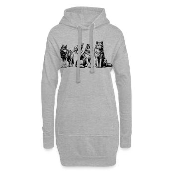T-Shirt Wolf Pack Wolves Sketch Streetwear - Sweat-shirt à capuche long Femme - gris chiné - Devant