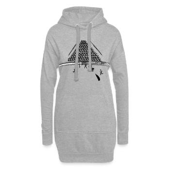 Abstraktes WM Stadion Fußball Tribüne Kunst Shirt - Hoodie-Kleid - Grau meliert - Vorne