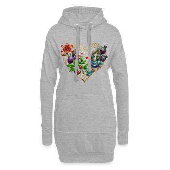 Geheimnis des Mystischen Herzens – Goldene und botanische Kunst - Hoodie-Kleid - Grau meliert - Vorne