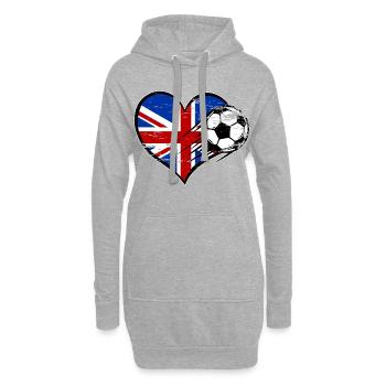 Großbritannien Flagge Fußball mit Herz used - Hoodie-Kleid - Grau meliert - Vorne