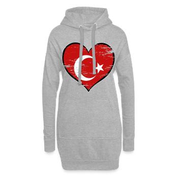 Türkei Herzflagge used - Hoodie-Kleid - Grau meliert - Vorne