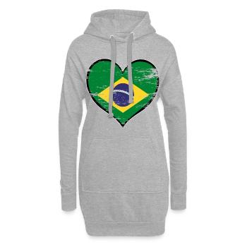 Brasilien Herzflagge used - Hoodie-Kleid - Grau meliert - Vorne