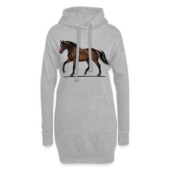 Brauner Pferd im Lauf Vektor-Illustration - Hoodie-Kleid - Grau meliert - Vorne