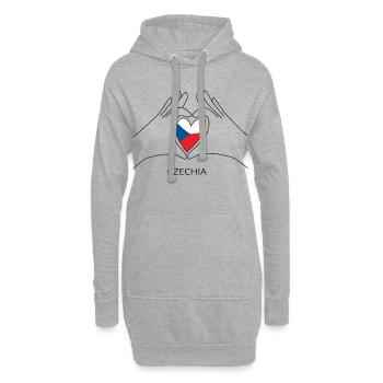 Cœur de fan de la République tchèque avec drapeau tchèque - Sweat-shirt à capuche long Femme - gris chiné - Devant