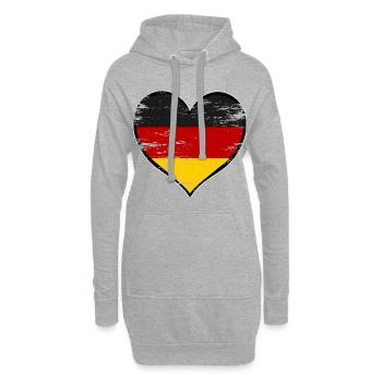 Cœur avec drapeau allemand - Sweat-shirt à capuche long Femme - gris chiné - Devant