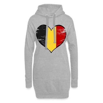 Drapeau du cœur de la Belgique utilisé - Sweat-shirt à capuche long Femme - gris chiné - Devant