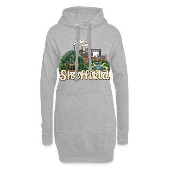 Badge rétro de Sheffield Winter Garden Steel City - Sweat-shirt à capuche long Femme - gris chiné - Devant