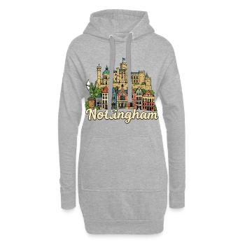 Château de Robin des Bois de Nottingham dessiné à la main en rétro - Sweat-shirt à capuche long Femme - gris chiné - Devant