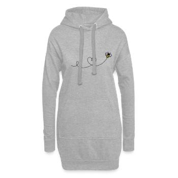 Biene und Herz auf dem Weg - Hoodie-Kleid - Grau meliert - Vorne