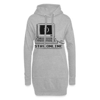 Stay Online Retro Computer - Hoodie Dress - heather grey - Front