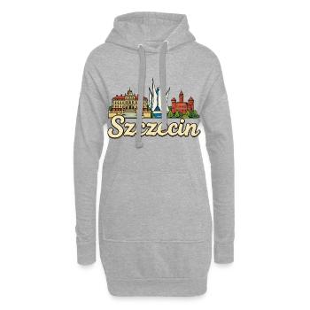 Szczecin Poland Philharmonic Castle Retro Sketch - Hoodie Dress - heather grey - Front