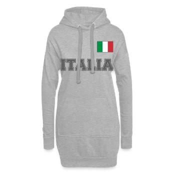 Italien Trikot Look - ITALIA mit Flagge Fahne - Hoodie-Kleid - Grau meliert - Vorne