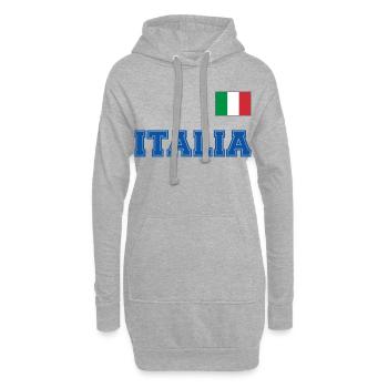 Italien Trikot Look - ITALIA mit Flagge Fahne - Hoodie-Kleid - Grau meliert - Vorne
