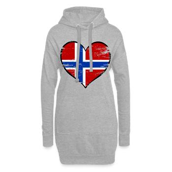 Norwegen Herzflagge used - Hoodie-Kleid - Grau meliert - Vorne