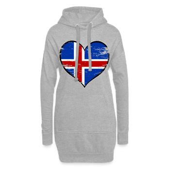 Drapeau du cœur islandais utilisé - Sweat-shirt à capuche long Femme - gris chiné - Devant