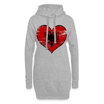 Albania Heart Flag - Hoodie Dress - heather grey - Front