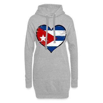 Kuba Herzflagge used - Hoodie-Kleid - Grau meliert - Vorne