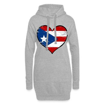 Drapeau du cœur de Porto Rico utilisé - Sweat-shirt à capuche long Femme - gris chiné - Devant