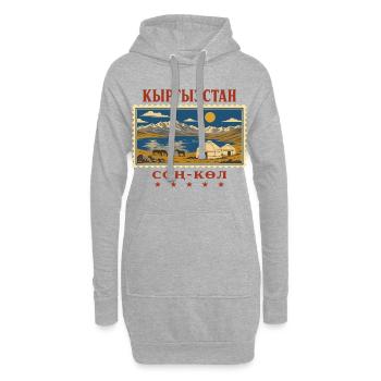 Kirgisistan Song-Köl Vintage Reise - Hoodie-Kleid - Grau meliert - Vorne
