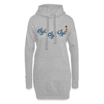 Funny Shark Trio  - Hoodie Dress - heather grey - Front