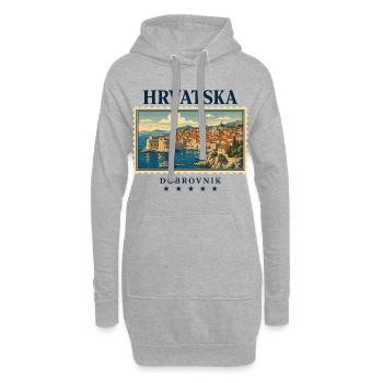 Kroatien Dubrovnik Vintage Reisemarke - Hoodie-Kleid - Grau meliert - Vorne