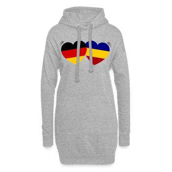 Flaggenherzen Duo Rumänien Deutschland - Hoodie-Kleid - Grau meliert - Vorne