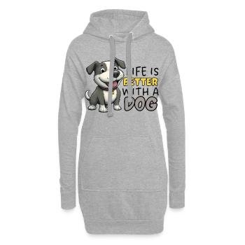 La vie est meilleure avec Staffy de dessins animés chiens - Sweat-shirt à capuche long Femme - gris chiné - Devant