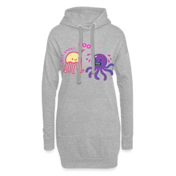 Jelly Ghost effraie une pieuvre - Sweat-shirt à capuche long Femme - gris chiné - Devant