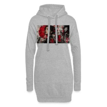 Asia Punk Art Geisha Grunge Portrait Street Art - Hoodie-Kleid - Grau meliert - Vorne