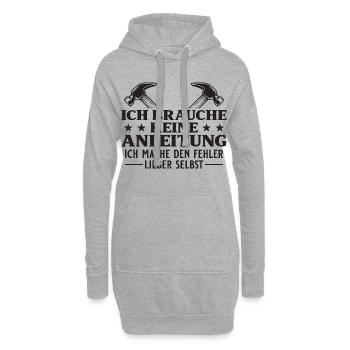 Handwerker braucht keine Anleitung - Hoodie-Kleid - Grau meliert - Vorne