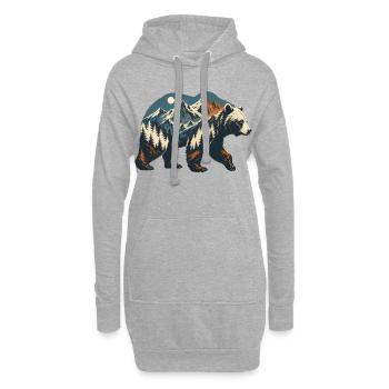 Ours sauvage en montagne - Sweat-shirt à capuche long Femme - gris chiné - Devant