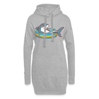 Hai im Planschbecken - Hoodie-Kleid - Grau meliert - Vorne