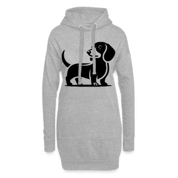 Teckel - Sweat-shirt à capuche long Femme - gris chiné - Devant