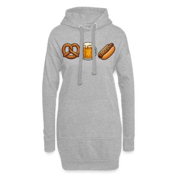 Chope de bière de bretzel Bratwurst Festival folklorique Bratwurst Remplacement des costumes traditionnels - Sweat-shirt à capuche long Femme - gris chiné - Devant