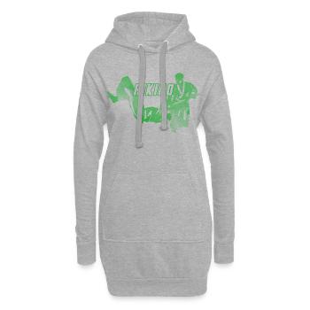Silhouette verte Aïkido Nage No Jo - Sweat-shirt à capuche long Femme - gris chiné - Devant