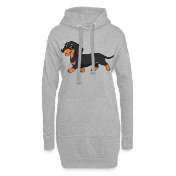 Image d’un teckel dans un style cartoon - Sweat-shirt à capuche long Femme - gris chiné - Devant