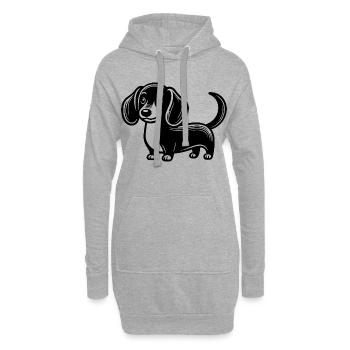 Teckel - Sweat-shirt à capuche long Femme - gris chiné - Devant