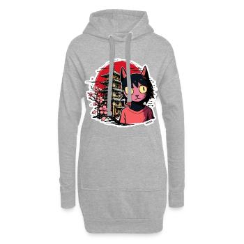 Cherry Kat et Pagode Dream - Sweat-shirt à capuche long Femme - gris chiné - Devant