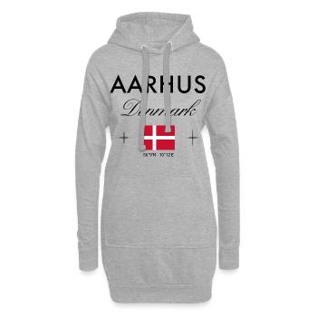 Aarhus Dänemark Koordinaten Reise Souvenir - Hoodie-Kleid - Grau meliert - Vorne