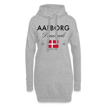 Aalborg, Danemark, Coordonnées Souvenir de voyage - Sweat-shirt à capuche long Femme - gris chiné - Devant