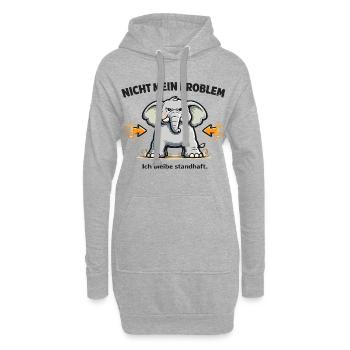 Nicht mein Problem – standhafter Elefant - Hoodie-Kleid - Grau meliert - Vorne
