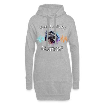 Lignée du cœur des gnous - Sweat-shirt à capuche long Femme - gris chiné - Devant