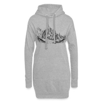 Silhouette du Cerro Torre | Conception du Sommet de la Patagonie - Sweat-shirt à capuche long Femme - gris chiné - Devant