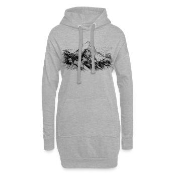 Lugau Silhouette | Cervin de Styrie | - Sweat-shirt à capuche long Femme - gris chiné - Devant