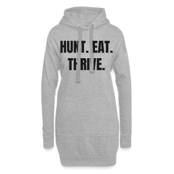 HUNT. EAT. THRIVE. Carnivore & Ancestral Lifestyle - Hoodie-Kleid - Grau meliert - Vorne