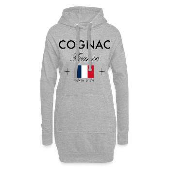 Souvenir de voyage coordonné Cognac France - Sweat-shirt à capuche long Femme - gris chiné - Devant