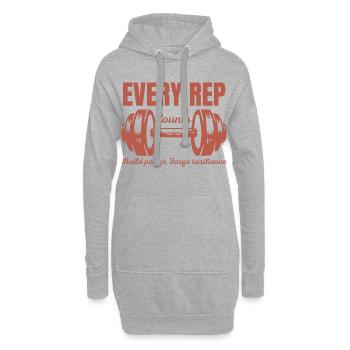 Every Rep Counts Barbell Fitness Gym Motivation - Hoodie Dress - heather grey - Front