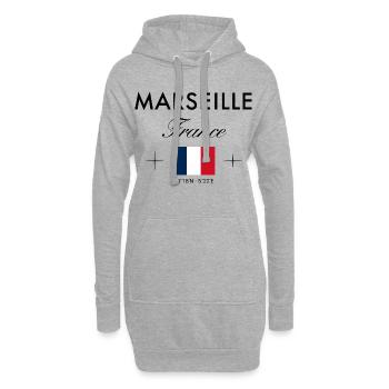Marseille, France, Coordine le souvenir de voyage - Sweat-shirt à capuche long Femme - gris chiné - Devant