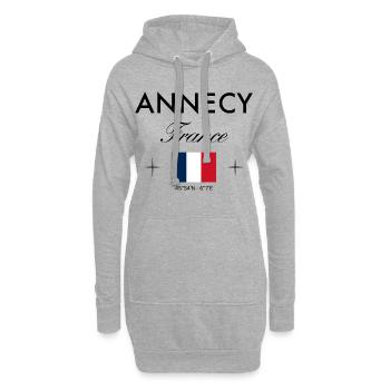Annecy, France Coordine le souvenir de voyage - Sweat-shirt à capuche long Femme - gris chiné - Devant